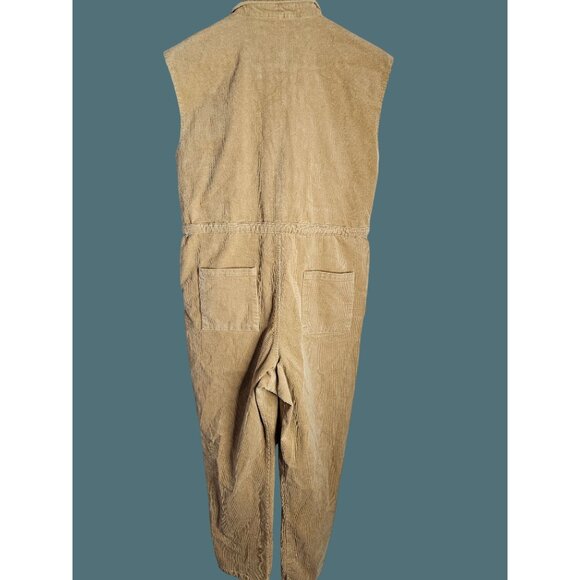 POL Sleeveless Tan Corduroy Jumpsuit - Women Size S Granola Girl Grunge - Picture 9 of 10